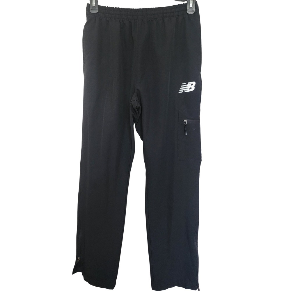 New Balance Mens Black Athletic Training Pants Cargo Pocket Ankle Zip Large